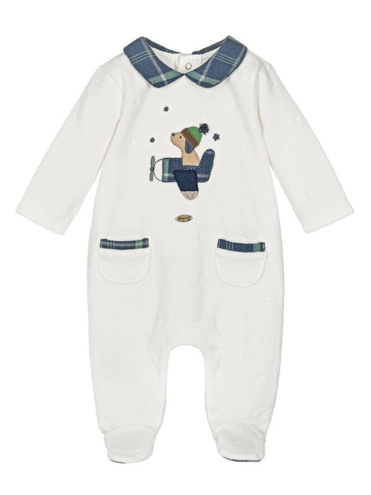 Mayoral Babystrampler Langärmliges Samt Ecru