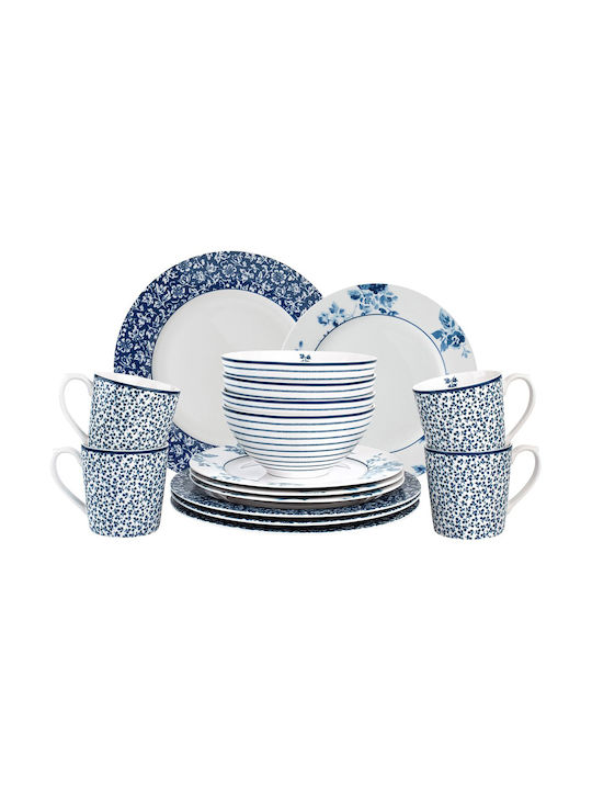 Laura Ashley Blueprint Σερβίτσιο Πιάτων από Πορσελάνη Λευκό 16τμχ 8717823826817