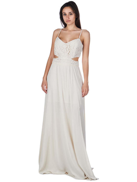 Access Maxi Dress for Wedding / Baptism with Lace Beige