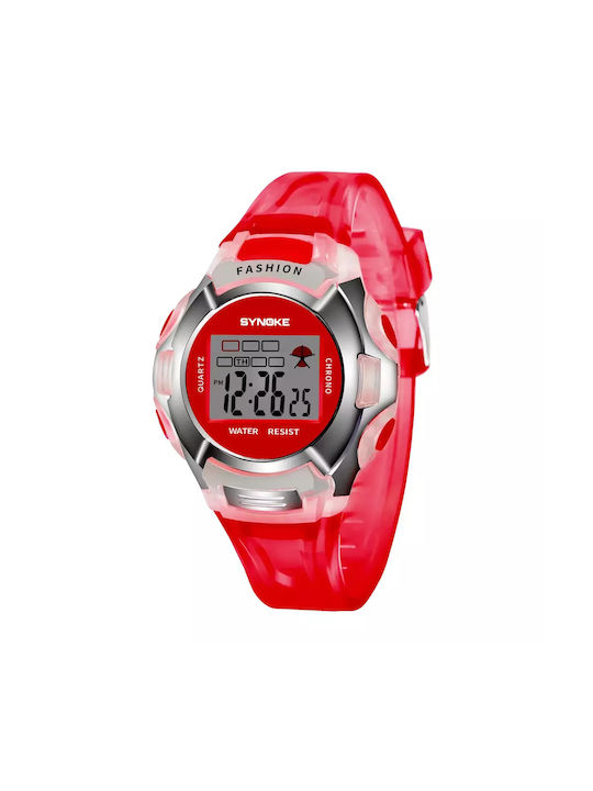 Synoke Kids Digital Watch with Silicone Strap Red