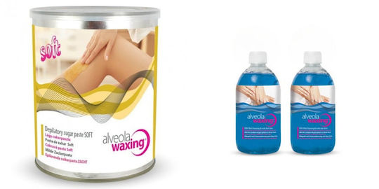 Комплект за отстраняване на косми Alveola Soft Sugar Paste 1000 G 2 X Масло след бръснене с Алое Вера 300 мл