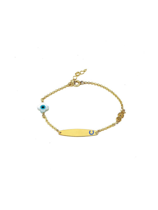 Goldsmith Kids Bracelet ID from Gold-plated Silver with Evil Eye