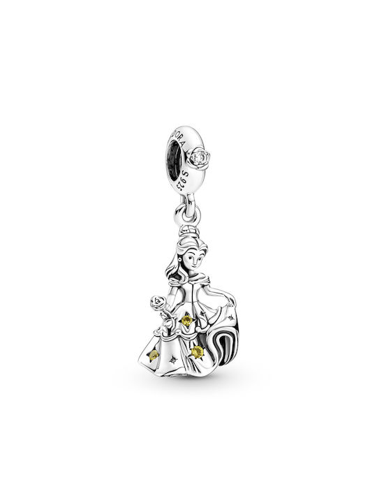 Pandora Disney Beauty and the Beast Belle Charm din Argintiu