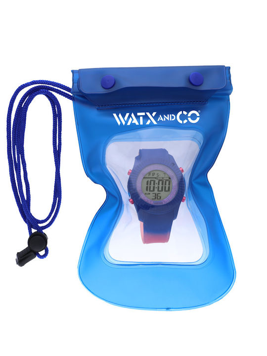 WATX & CO Digital Men's Watch 43mm Battery with Blue Rubber Strap