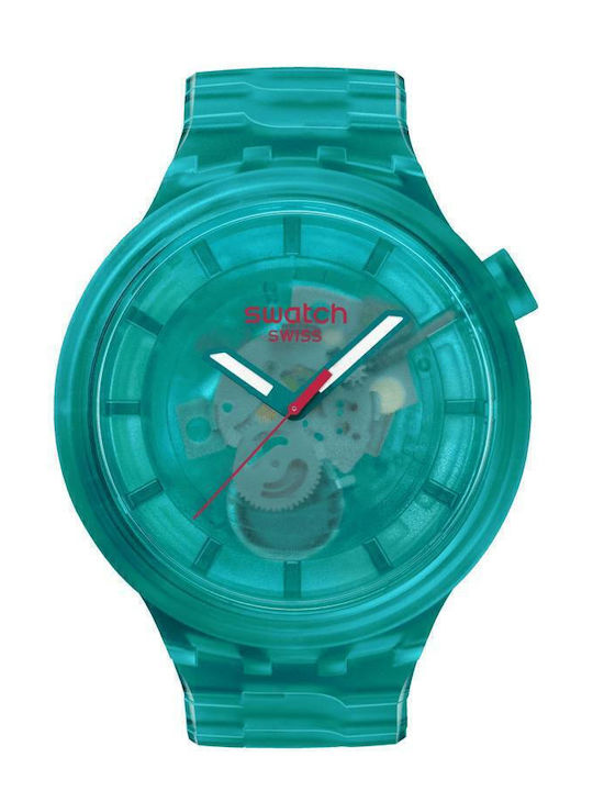 Swatch Turquoise Joy Ανδρικό Ρολόι 47mm Μπαταρίας με Τιρκουάζ Καουτσούκ Λουράκι
