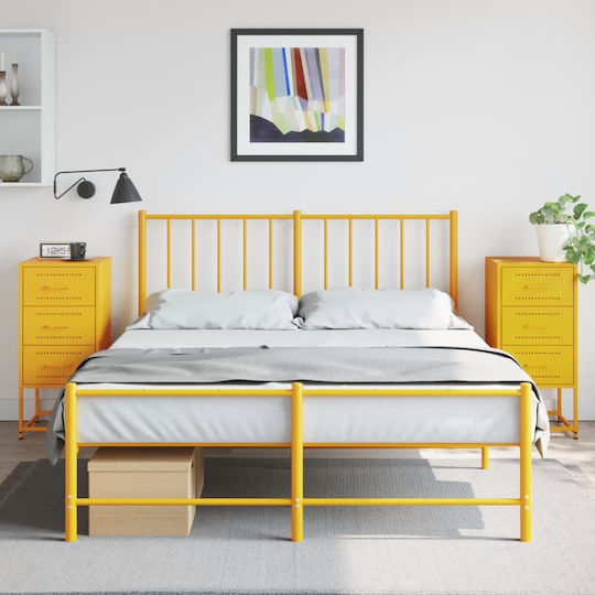 Metal Bedside Tables Yellow 2 Pieces 36x39x78cm