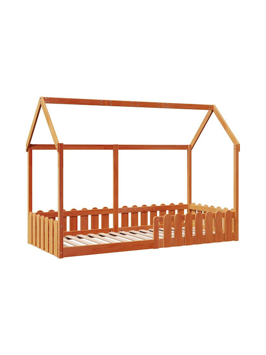 Kinderbett Einzeln Braun für Matratze 90x200cm