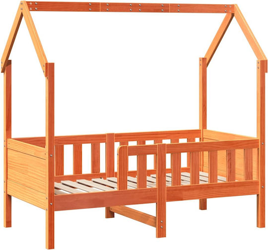 Παιδικό Κρεβάτι Μονό Καφέ για Στρώμα 70x140cm