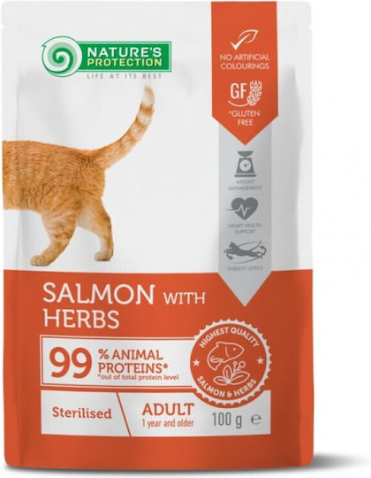 Nature's Protection Nassfutter für Erwachsene Katzen in Beutel mit Lachs ohne Gluten 100gr
