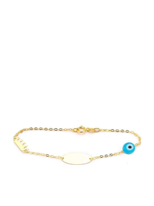 Goldsmith Kids Bracelet ID from Gold-plated Silver with Crown & Baby Girl