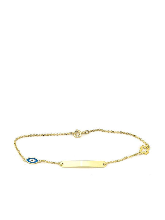 Goldsmith Kids Bracelet ID from Silver with Evil Eye & Σταυρό