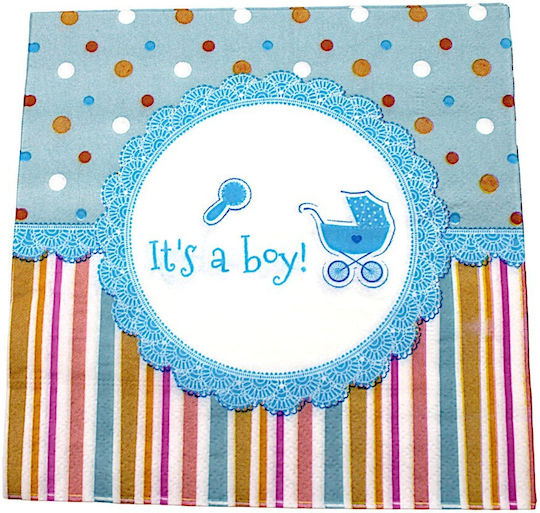 Χαρτοπετσέτες A Boy!" Λευκές 16.5x16.5εκ. 8τμχ