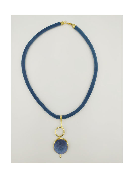 Sh365 Handmade Necklace Brass Blue Enamel