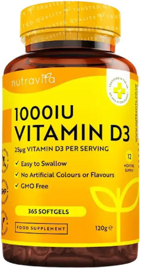 Nutravita Vitamin D-3 1000 I.E. 365 Weichkapseln