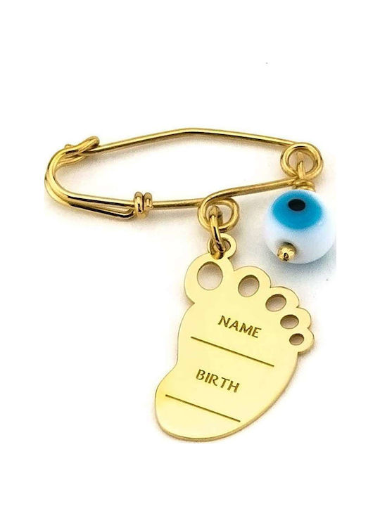 Goldsmith Child Safety Pin Πατούσα made of Gold Plated Silver