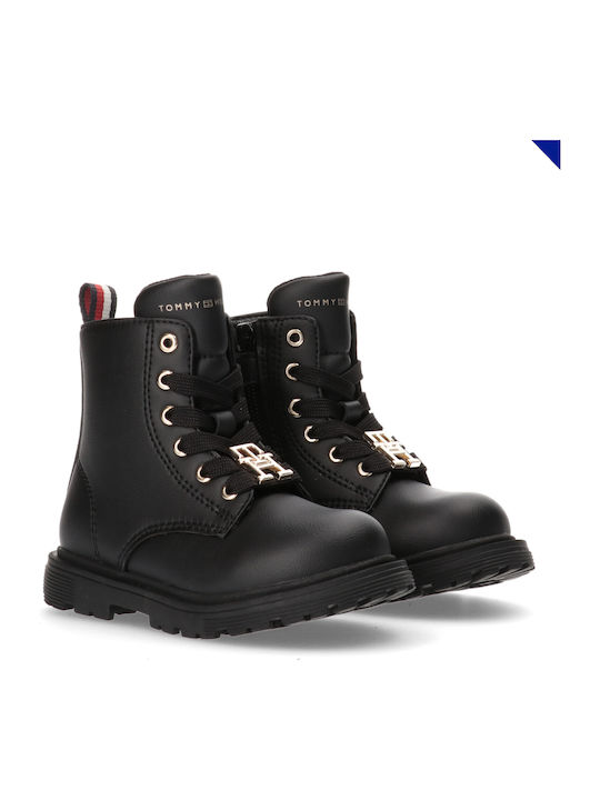 Kinderstiefel mit Schnürsenkeln Schwarz