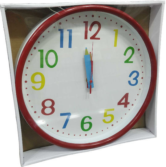Wall Clock Plastic Red Ø30cm