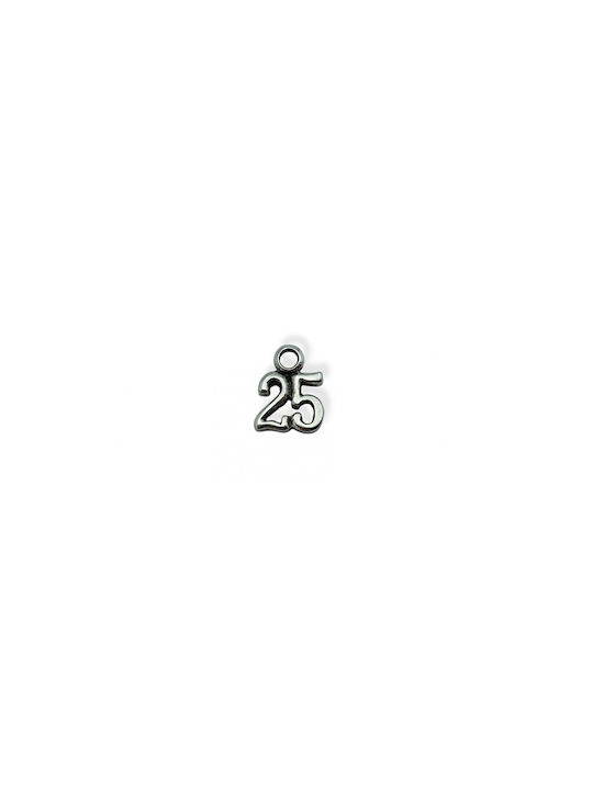 Lucky Charm "25" Hanging Silver 13x10mm 30pcs