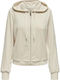 Rebel Lang Damen Sweatshirtjacke Samt Kapuzen Beige