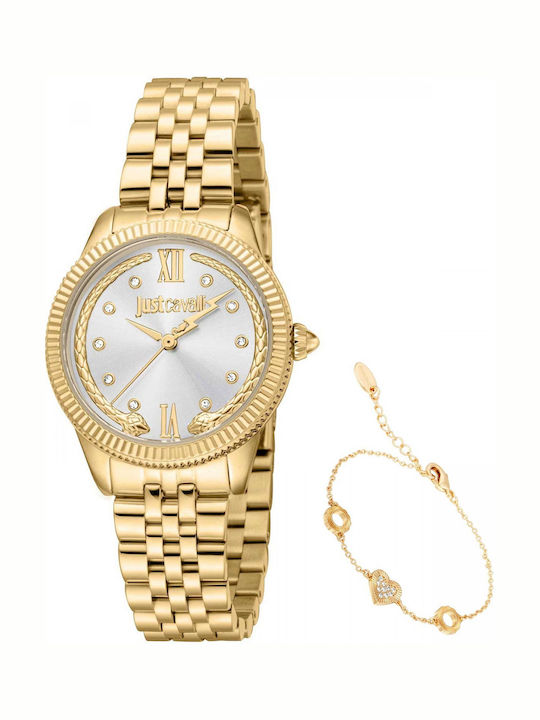 Just Cavalli Valentine's Women's Watch with Gold Metal Bracelet