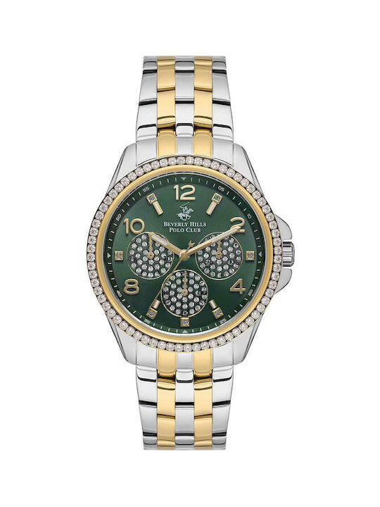 Beverly Hills Polo Club Crystals Watch with Gold Metal Bracelet