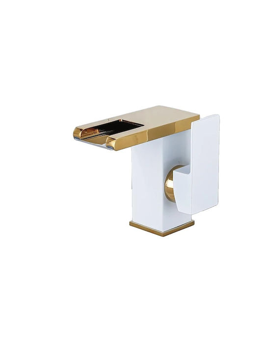 Mixing Waterfall Sink Faucet White Gold