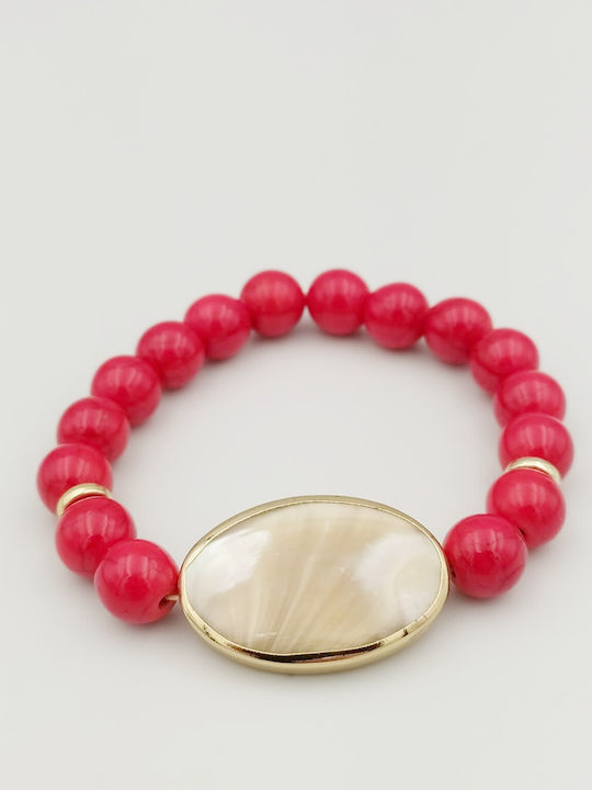 Sh405 Handmade Coral Moonstone Bracelet