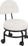 Comfort Style Wheeled Stool with Backrest White