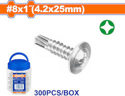 Wadfow Self-Piercing Sheet Metal Screw Phillips Galvanized with Diameter M4.2 and Length 25mm 300pcs
