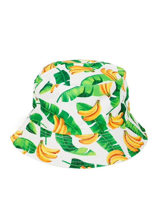 Paperinos Kids' Hat Bucket Fabric White Banana & Leaves Print
