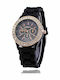 PS Silver Women's Watch with Black Rubber Strap