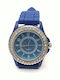 PS Silver Women's Watch with Blue Rubber Strap