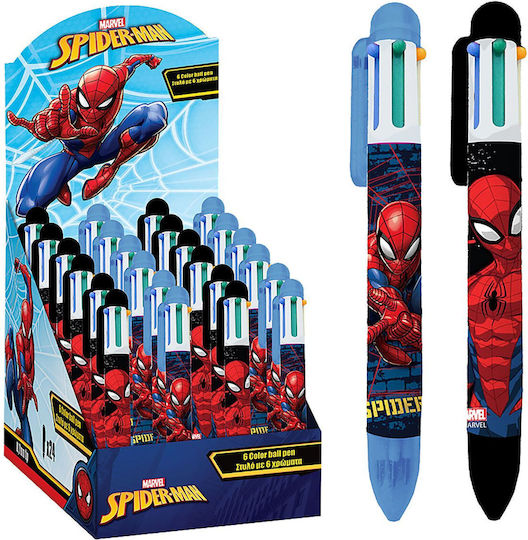 Spiderman 6 цвята Химикалка Химикалка с Син Мастило 24бр