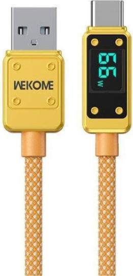 WK Braided USB 2.0 Cable USB-C male - USB-A Πορτοκαλί 1m 250772