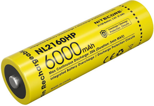 NiteCore Επαναφορτιζόμενη Μπαταρία 21700 Li-ion 6000mAh 1τμχ