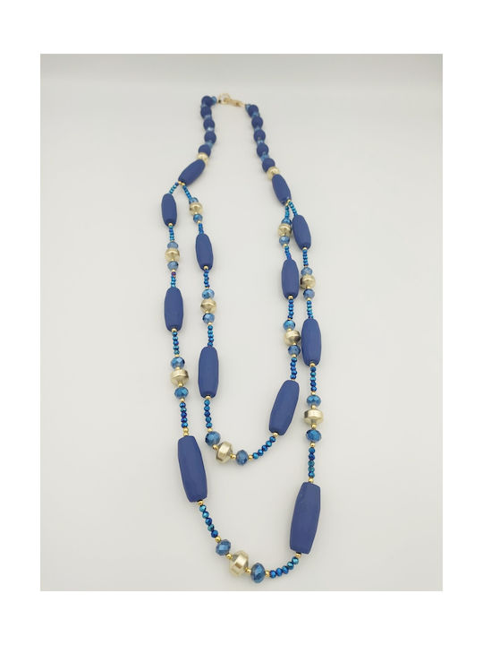 Kr-t26 Bead Necklace Double Blue