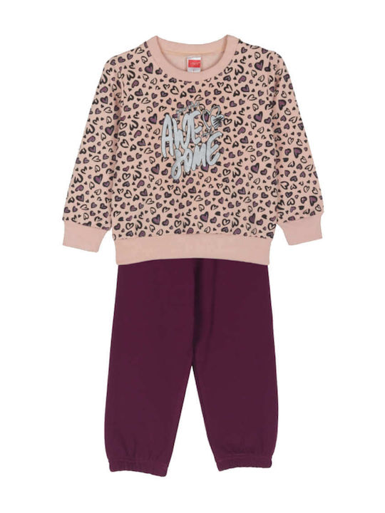 Joyce Kids Sweatpants Set Pink Winter