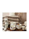 The Home Deco Factory Set of Decorative Baskets Plastic with Handles White 3pcs