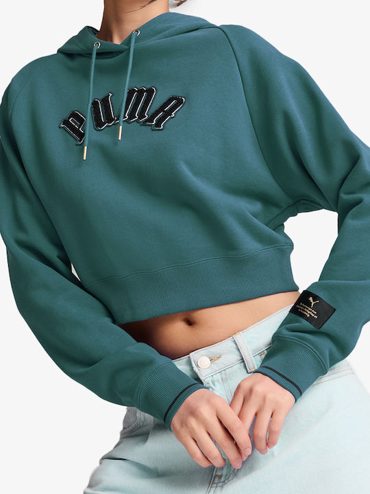 PUMA Classics Γυναικείο Φούτερ με Κουκούλα Πράσινο