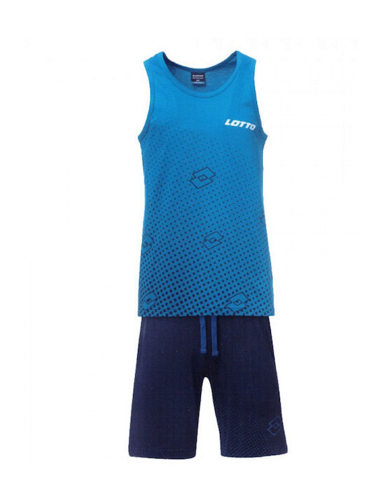 Lotto Καλοκαιρινή Ανδρική Πιτζάμα Βαμβακερή Γαλάζια