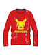Bluza Pentru Copii Cu Mâneci Lungi Roșie Pikachu
