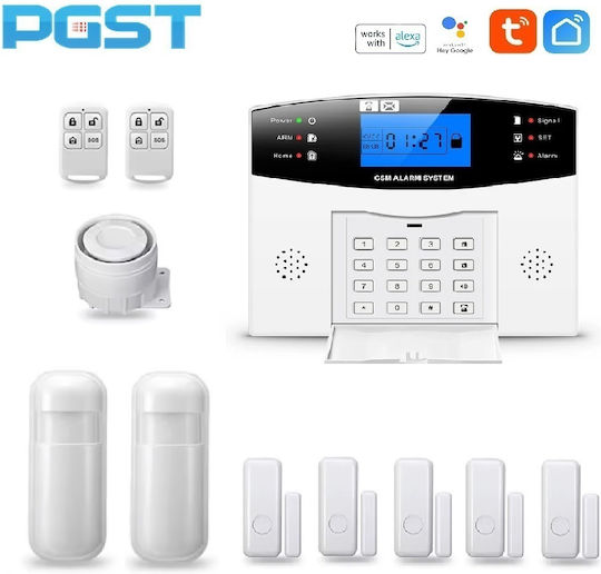 PGST Wireless Alarm System with 2 Motion Detectors , 5 Door Sensors , Siren , 2 Remotes , Hub and Keyboard (GSM / Wi-Fi)