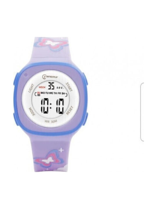 Children's Digital Watch Mingrui Mr2207lk Date Illumination Water Resistant 30 Meters Shock Resistant Purple