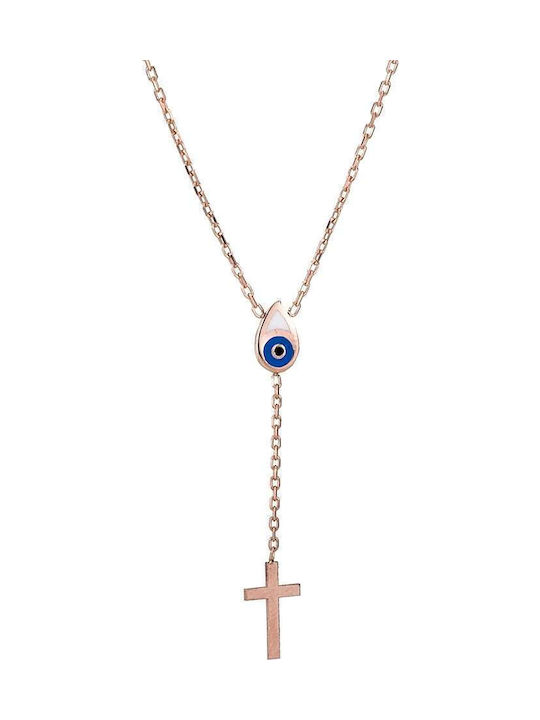 Goldsmith Damen Kreuz aus Rosé Vergoldetem Silber mit Kette