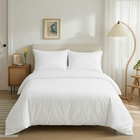 Casa Colori Sheet Sets Double with Elastic 140x200+30cm. White 4pcs