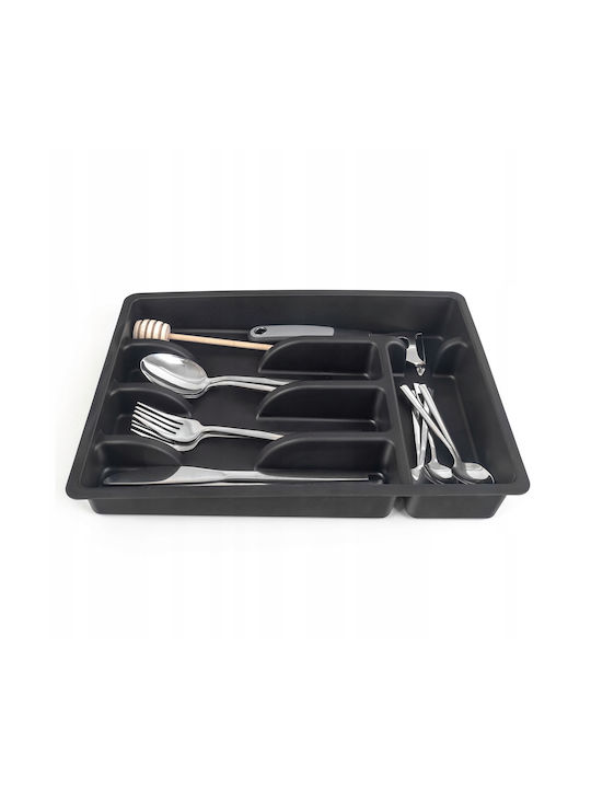 Kadax Organizator de bucătărie cu sertar din plastic pentru tacâmuri negru