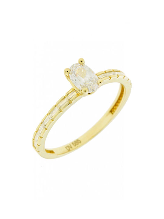 Ring Gold 14 Karat Zirkon 4x6mm