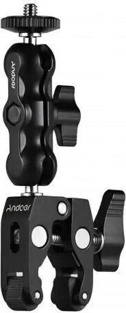 Braț dublu articulat Andoer cu clema șurub 1/4 pentru monitor, lumină video și microfon