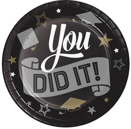 Sweet "you Did It!" Plate for Party 8pcs