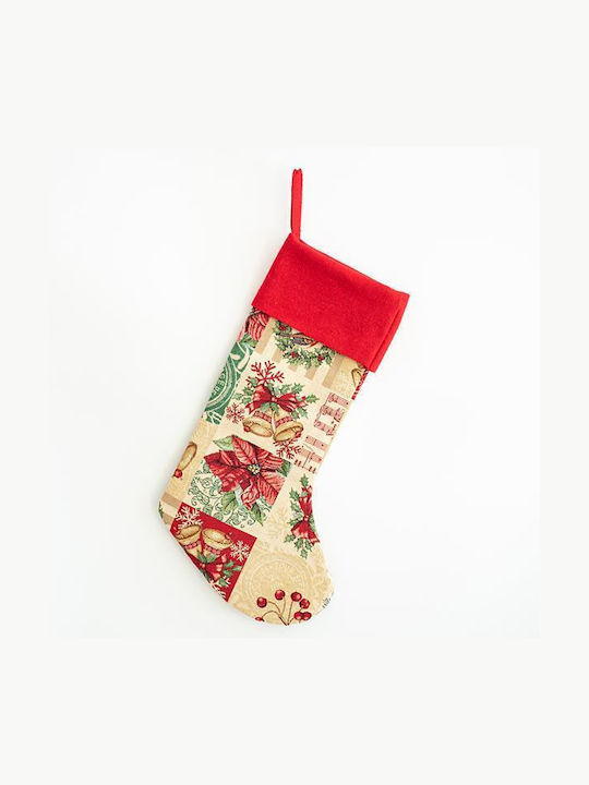 Christmas Decorative Fabric Beige Socks L50xW28cm